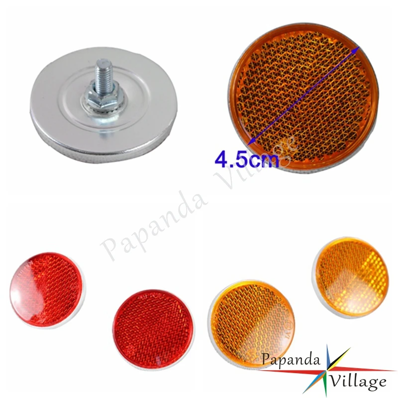 Pair Red PMMA Plastic Motorcycle ATV Car Reflective Sticker Reflector Universal