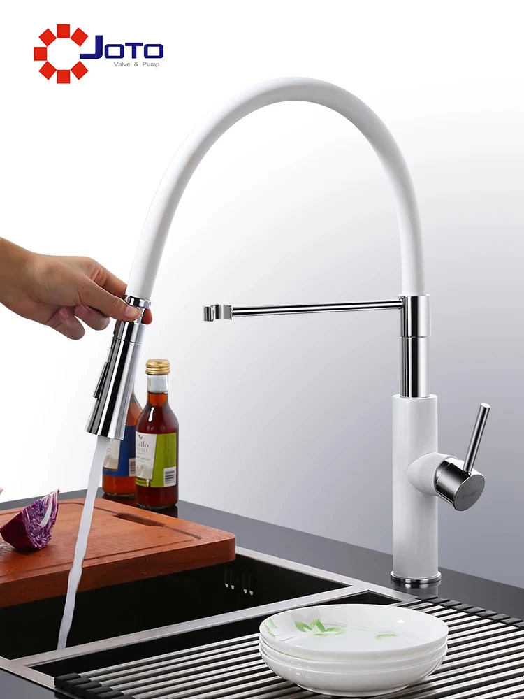 

Black And White Two-color Retractable Pull Household Kitchen Hot And Cold Sink Kitchen Faucet