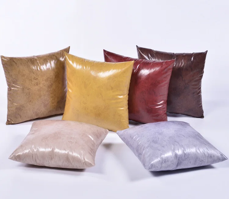 

Drop Ship Faux PU Leather Pillow Cover Home Decor Cushion Cover Grey Yellow Pillow Case sofa cushions decorative Throw Pillows