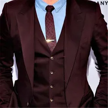 Коричневый Свадебный Мужской костюм из 3 предметов(пиджак+ брюки+ жилет+ галстук), изготовленный на заказ модный блейзер для Жених выпускного вечера Masculino Trajes De Hombre 248