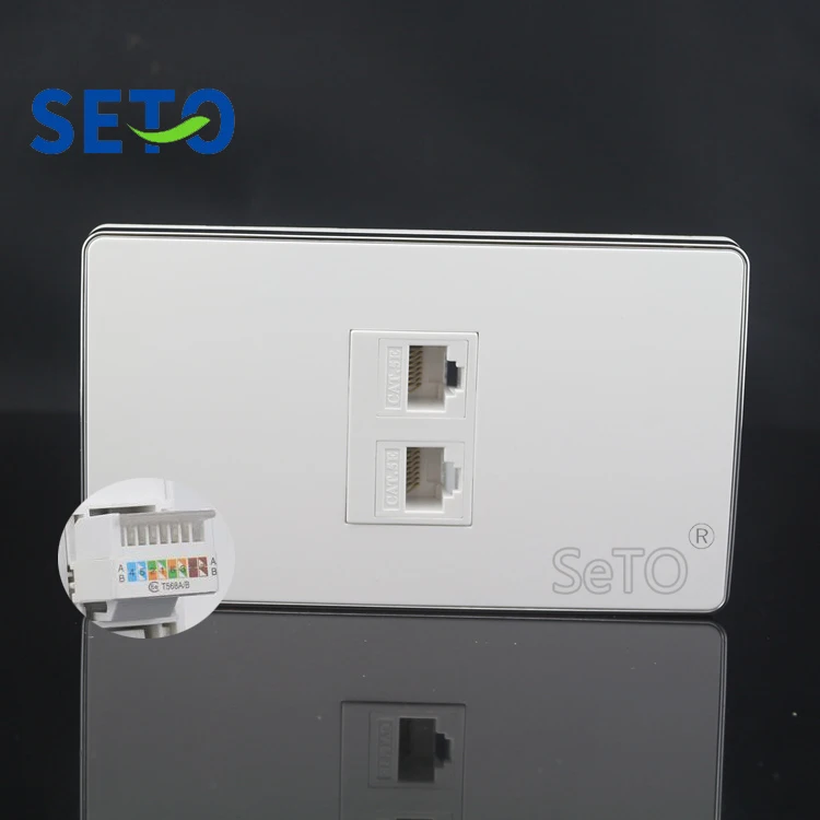SeTo 120 Type Double Ports RJ45 Cat5e Network Lan Panel Wall Plate Socket Keystone Faceplate | Обустройство дома