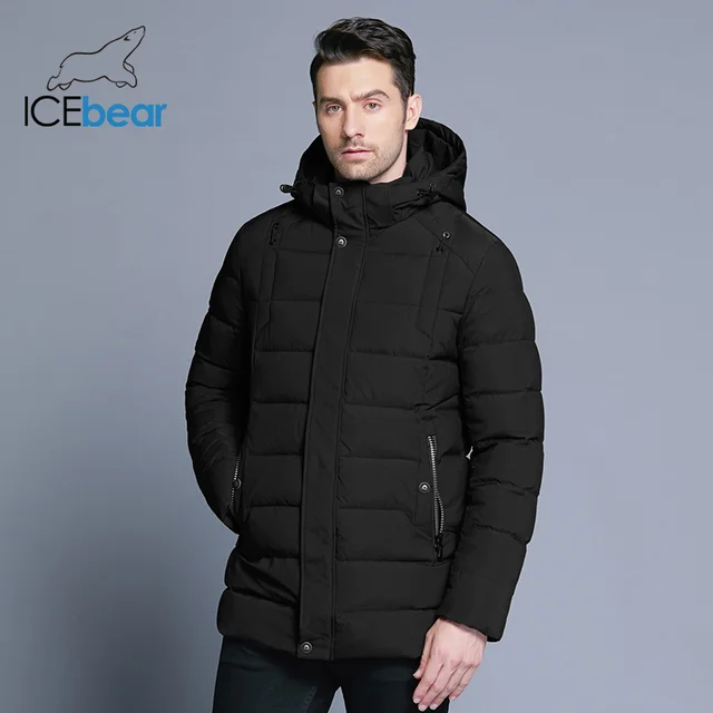 ICEbear 2018 Новинка теплая зимняя куртка мужская со съемным капюшоном мужская короткая куртка стильный повседневный мужской бренд одежды MWD18813D