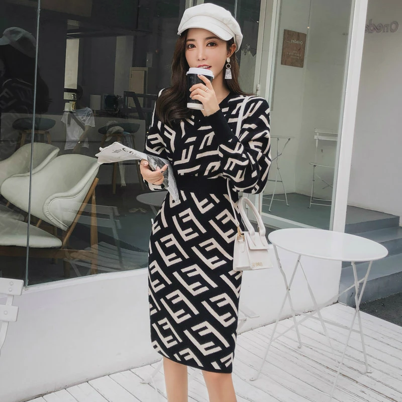 S-XL Plus Size Affordable Luxury Knitted Dress Women High Quality Casual Sweater Dress Winter Autumn Lady Bodycon Dress Elegant