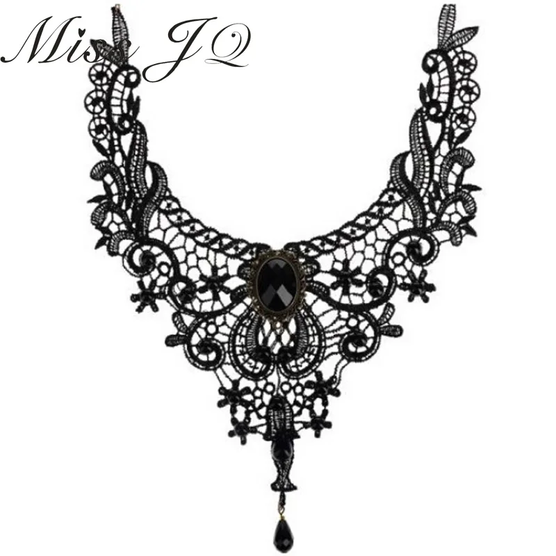 

Miss JQ Pearl Lace Choker Necklaces For Women Black & White Vintage Lace Hollow Flower Wedding Party Jewerly collier femme
