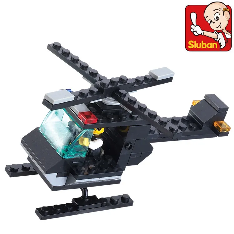 Educational toy 3d plastic small city police helicopter model building kits assembled block children creative gift