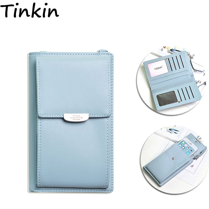  Tinkin PU Leather Multifunction Women Shoulder Bag Fashon Candy Color Cell Phone Bag - 32868211137