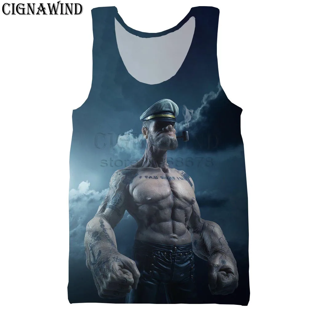 

Fashion cool vest men/women Cartoon anime Popeye 3D printing vests casual Harajuku style streetwear Bodybuilding Tops