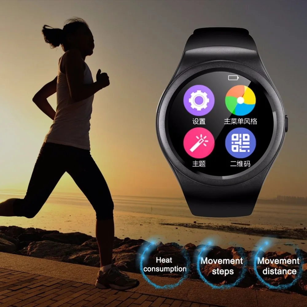 Мода многофункциональный Bluetooth Smart часы полный круг Сенсорный экран Watch Sport Фитнес шагомер Поддержка sim-карта TF