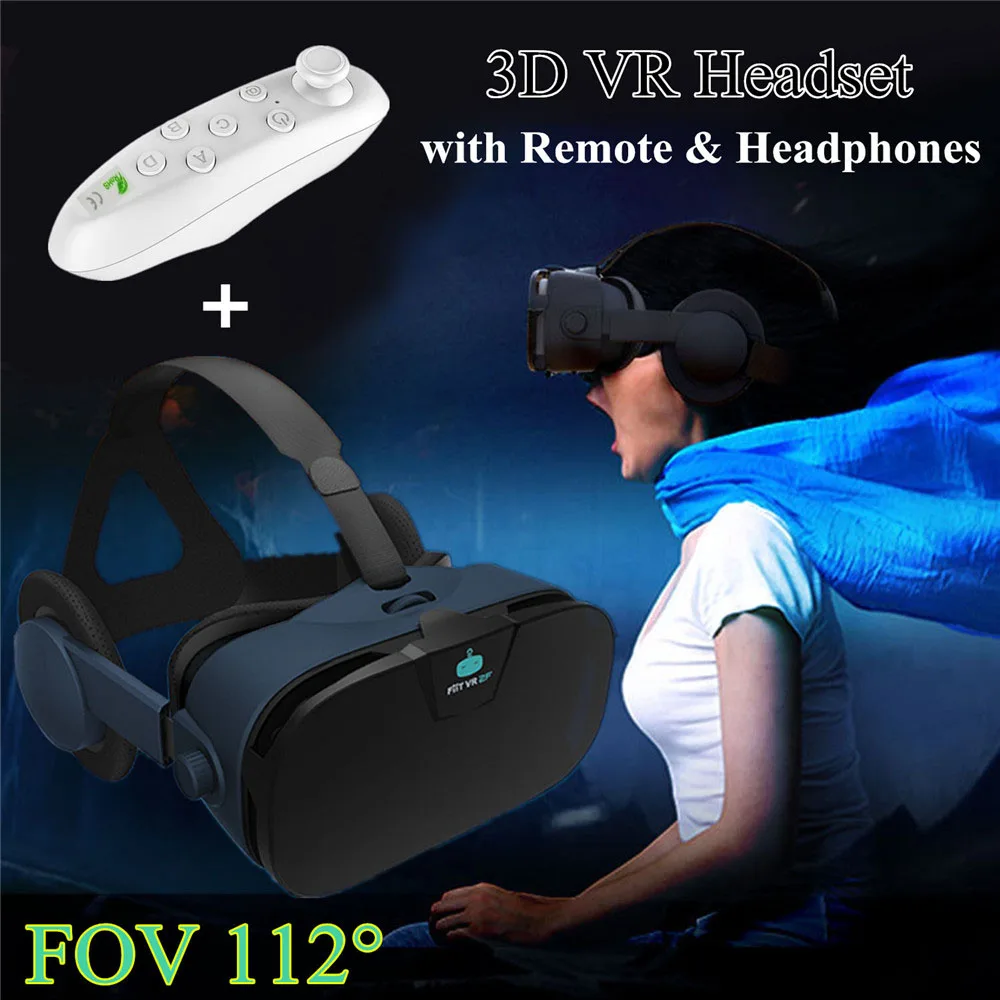 

Fiit VR Headset Case Virtual Reality Glasses with Headphone Oculos 3D VR Goggle Box for Iphone X 8 8plus 9 Xiaomi LG Huawei