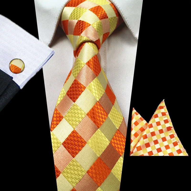 Набор галстуков RBOCOTT для мужчин, Мужской Жаккардовый тканый галстук, платок, запонки, Подарочная коробка, набор корбатов для свадебной вечеринки, классический галстук