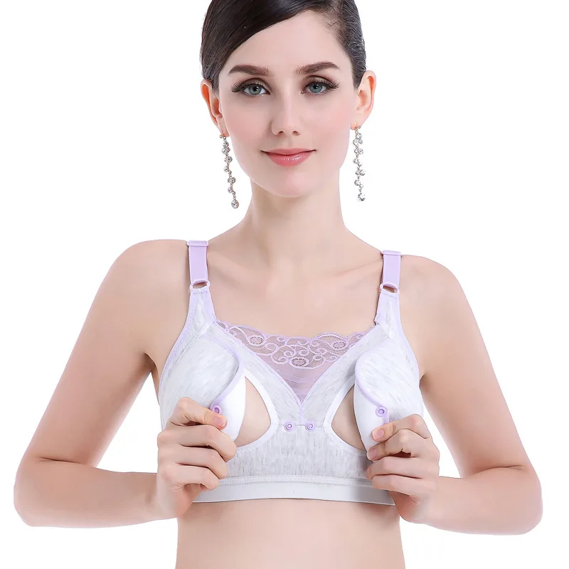 Lace maternity Front Open Buckle Lactation Bras Comfortable Cotton Pregnant Woman breastfeeding