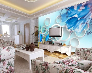 

beibehang Interior High School Decorative 3d Wallpaper Living Room 3D Romantic Purple Lily TV Wall papel de parede papier peint