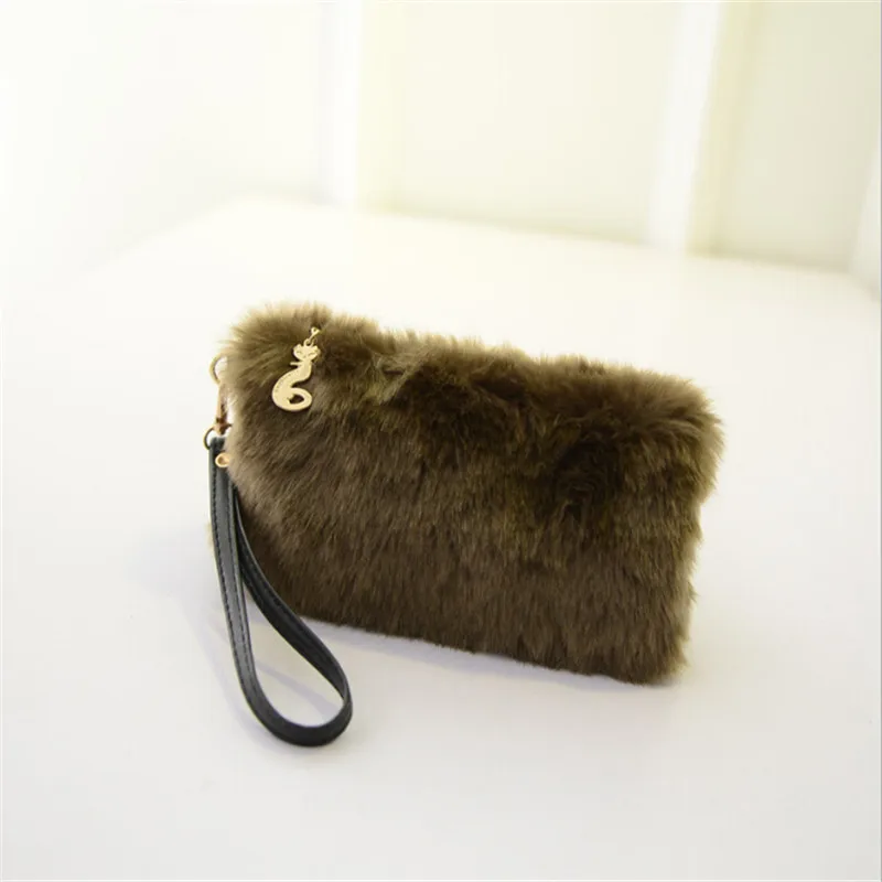

Elegant Women Wallet Lady Purse Faux Fur Evening Bag Winter Chain Shoulder Wedding Party Purse handbag