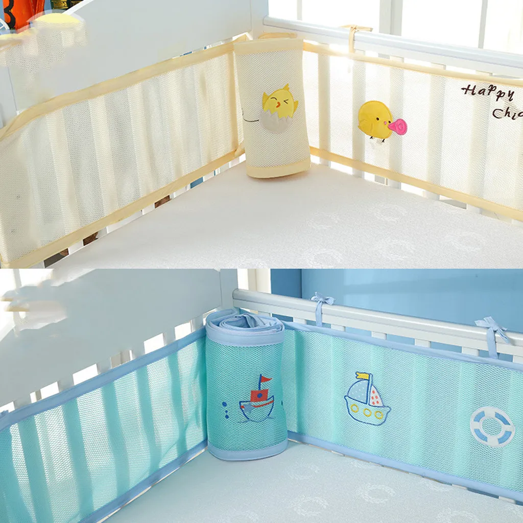 

Newborn Toddler Baby Crib Breathable Mesh Baby Anti-Collision Bed Bumper Protector Detachable Snow White Crib Liner#g4