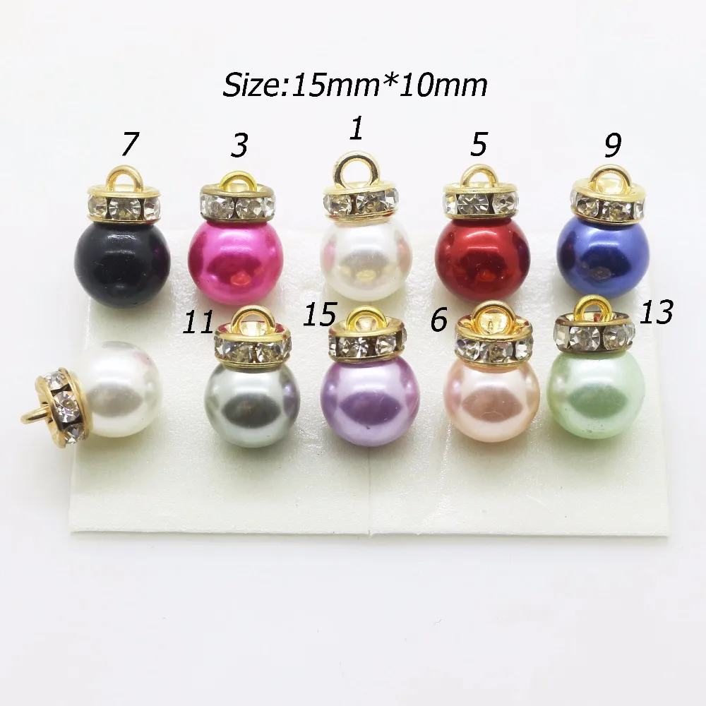 

10*15mm pearl Ball 10pcs Metal Rhinestone Pendant Crystal Beads Jewelry Diy Wedding Accessories Component for Chain Decoration