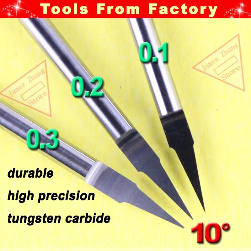 10 шт. 3,175 мм Shk 10deg 0,2 мм Карбид ЧПУ Инструменты для деревообрабатывающий фрезерный станок V Форма гравировальный инструмент PCB фреза по дереву