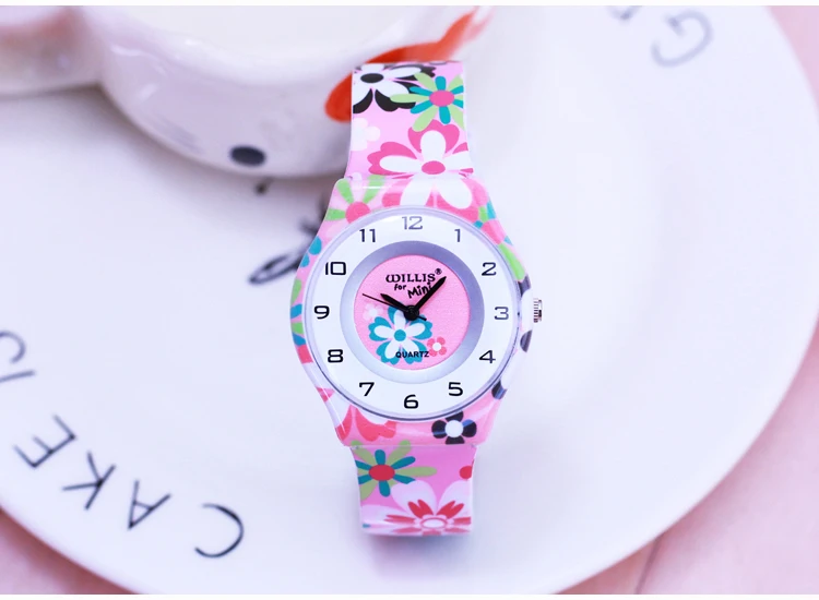 WILLIS прекрасные цветы для мини часы Женское платье часы водонепроницаемые детские наручные часы подарок для детей