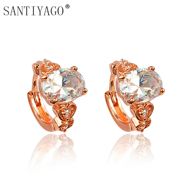 

Rose Gold Plating Earrings Korea Little Fashion Hoop Earring for Girl Party Dress Colorful Zircon Hoop Earrings Girls