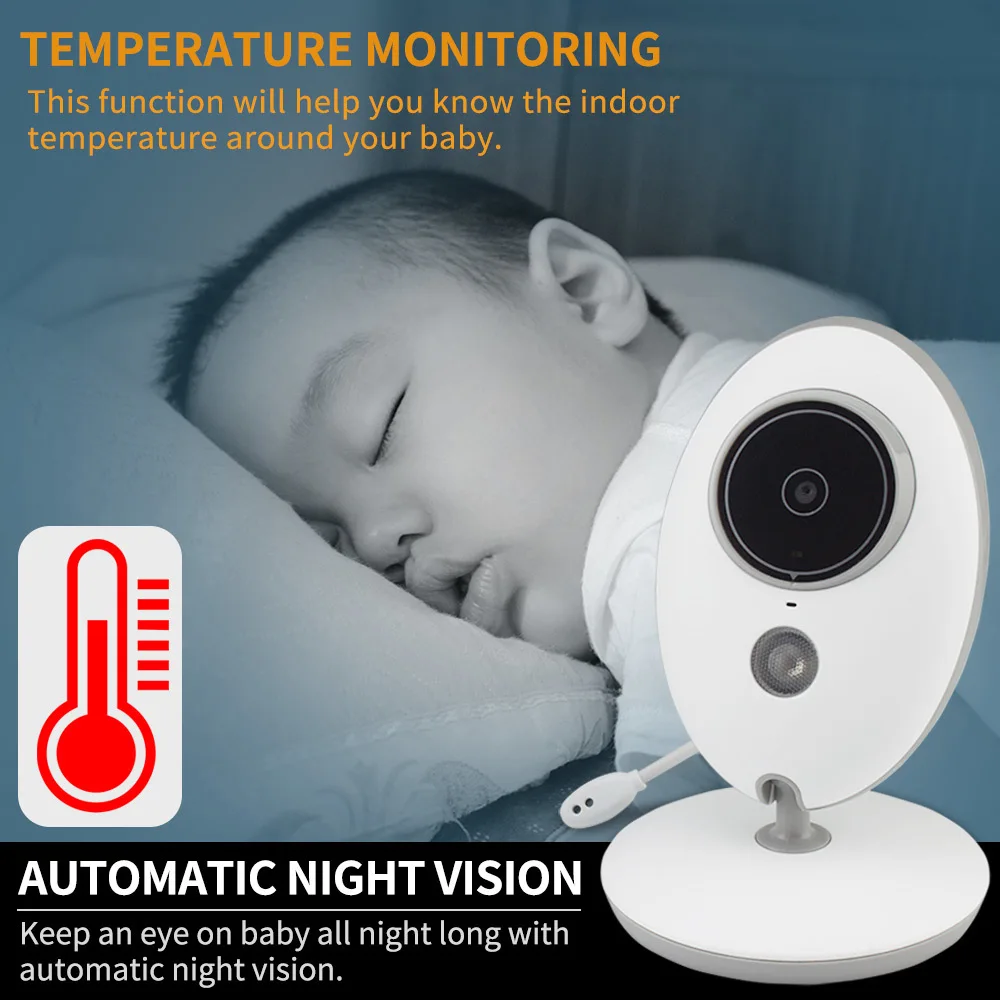 

Wireless Video Baby Monitor 2.4 Inch Color Security Camera Intercom IR 24h Baby Walkie IR LED Portable Baby Camera