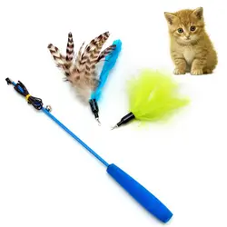 Новый Забавный котенок кошка Pet тизер Перо Провода chaser любимая игрушка палочка Бусины играть ультра длинный стержень домашних животных