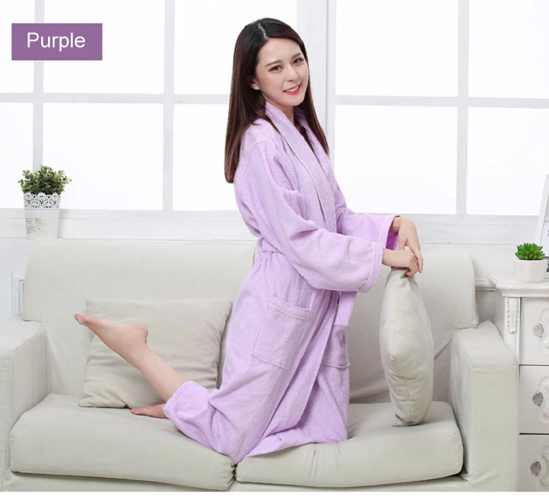 purple cotton terry bathrobes female (1)