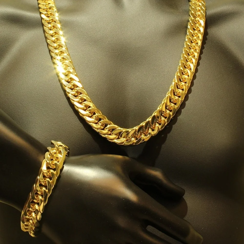 Nice Thick Gold Chain Set Yellow Gold Filled Sturdy Heavy Type Men