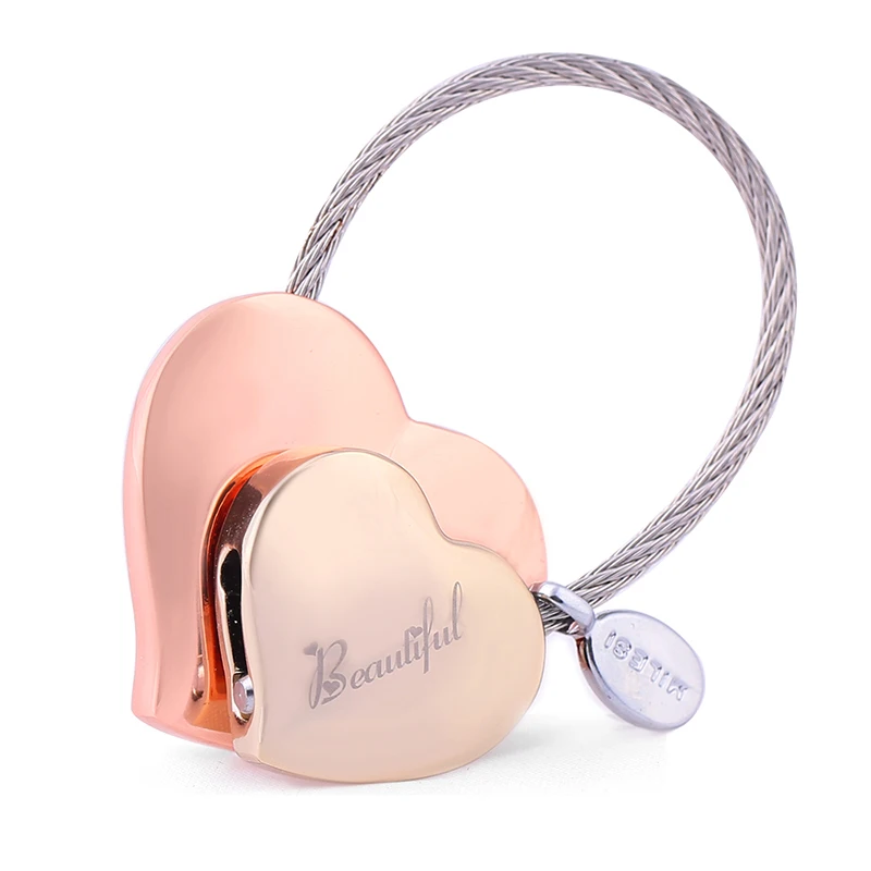 

Milesi Double Heart Shaped Keychain Trinket Lovely Key Holder Fashion Women Bag Pendant Novelty Keyring Gift For Girl K0138
