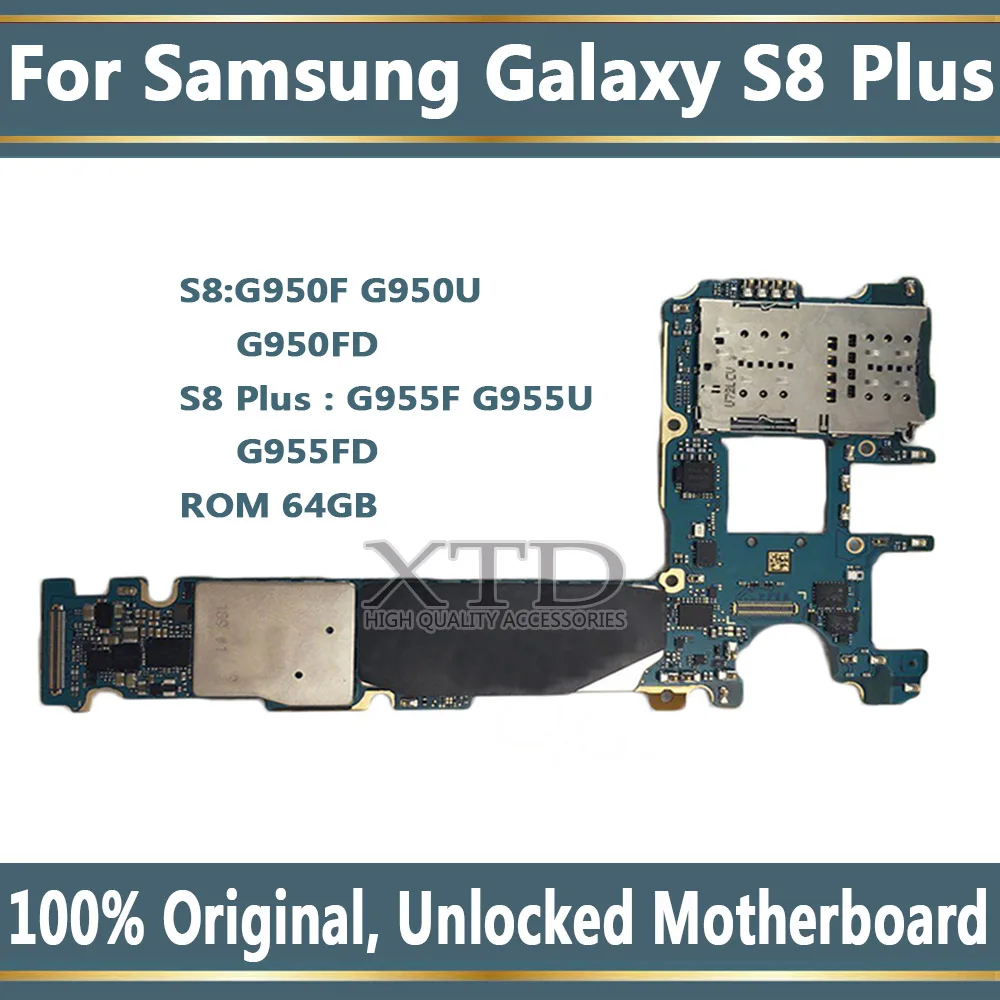 Оригинальная разблокированная материнская плата для samsung Galaxy S8 Plus G955FD G950FD G950F G955F G955U G950U, материнская плата 64 ГБ, материнская плата