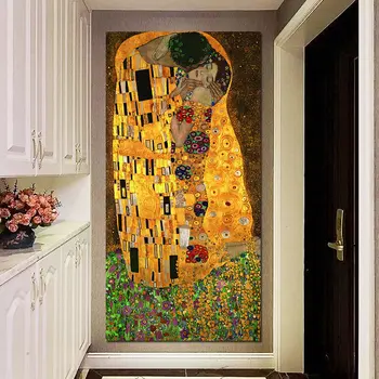 

1 Piece The Kiss Gustav Klimt Gold Leaf On Canvas Wall Art Huge Modern Decor Printed Painting Canvas Pictures