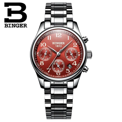 Швейцарские женские часы Бингер, роскошные брендовые японские кварцевые часы с механизмом, водонепроницаемые часы Relogio Feminino, сапфировые часы B-603W-1 - Цвет: Item 3