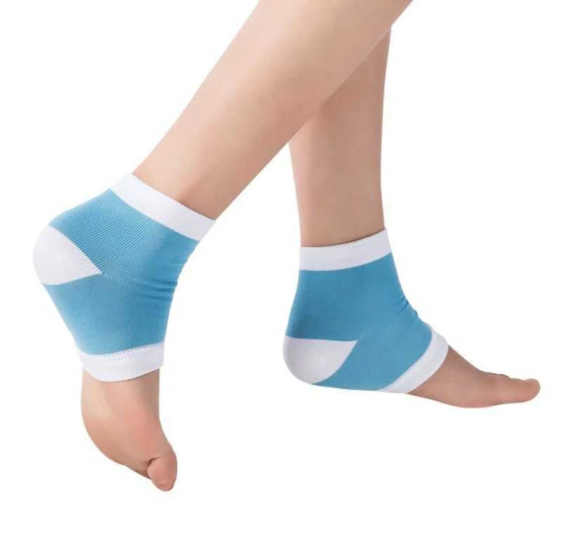 Free Shipping 1Pair SPA Gel Heel Socks Foot Skin Moisturing Spa Feet Care Socks Insole for Cracked Heels Foot Health Care Socks Blue Men Women (4)