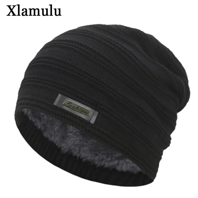 Xlamulu, новинка, модные мужские зимние шапки для женщин, Skullies Beanies, вязаная шапка, Теплая мужская шапка, шапки, Утолщенные мягкие шапки