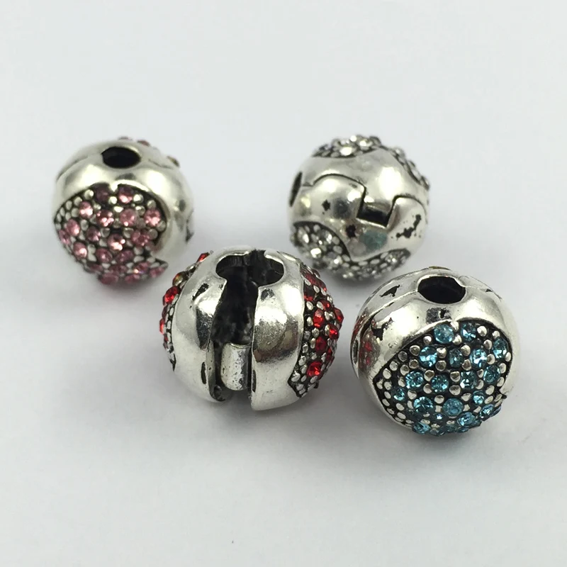 

Free Shipping Pave Crystal Heart Clip Beads Stopped Charm European Beads Fit Pandora Charms Bracelets&Bangles Necklace B00221