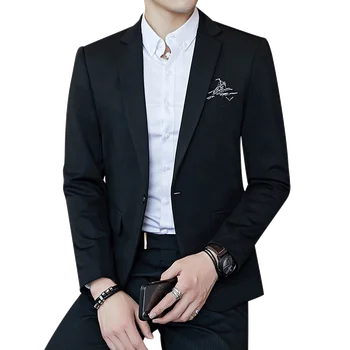 

Autumn men's long-sleeved suit jacket single-breasted embroidery Blazers men business casual suit coats