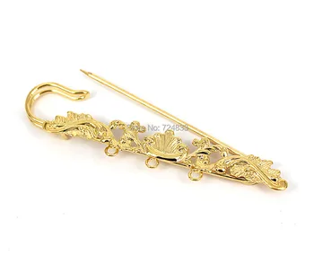 

75x7mm Blank Brooch Bases Filigree Flower with 3 Loops Kilt Pins Clips Brooches Pins Settings Findings Multi-color Plated Bulk