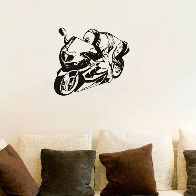 Racer Riding Motorcycle Wall Stickers New Vinyl Decal Racer Riding Motorcycle Wall Stickers New Vinyl Decal Decoration Children Bedroom Decor Sticker Design