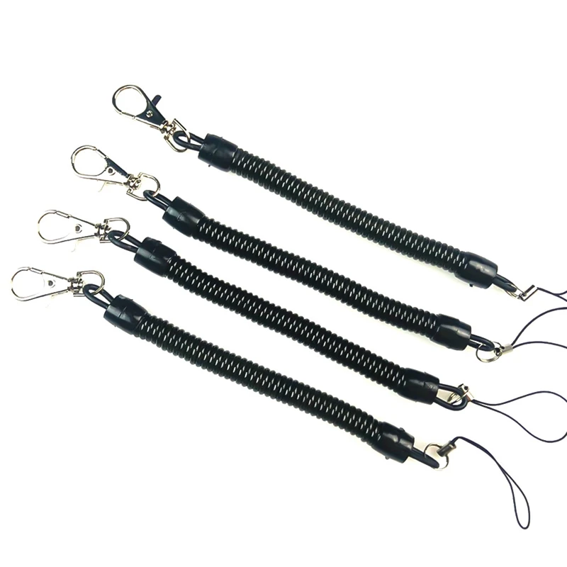 

Plastic Black Retractable Spring Coil Spiral Stretch Chain Keychain Key Rings