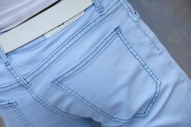 Новая мужская одежда белые джинсы тонкие корейские Tidal Tight Skynny джинсы