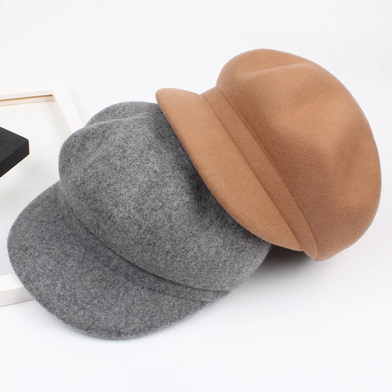 

2018070006 winter % wool solid warm leisure lady berets cap women wool visors hat