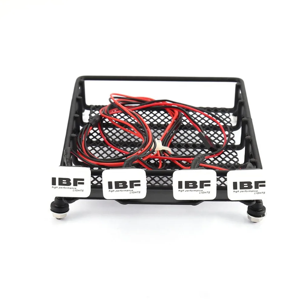 

Universal RC Car Metal Roof Rack Luggage Storage Basket And Square 4 LED Lights Portable Crawler Truck Carrier For HSP REDCAT