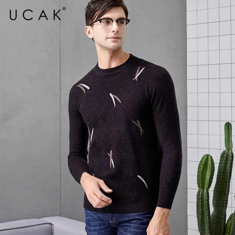 UCAK Brand Merino Wool Sweater Men 2019 New Arrival Autumn Winter Cashmere Pullover Men O-Neck Pull Homme Knitted Sweaters U3033
