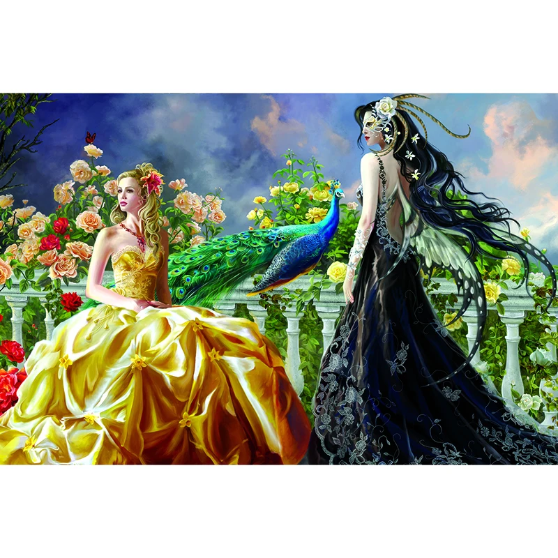 

Diamond Painting Cross Stitch Cartoon Princess Full Square Needlework Craft Diamond Embroidery Room Decor Flower & Peacock KBL