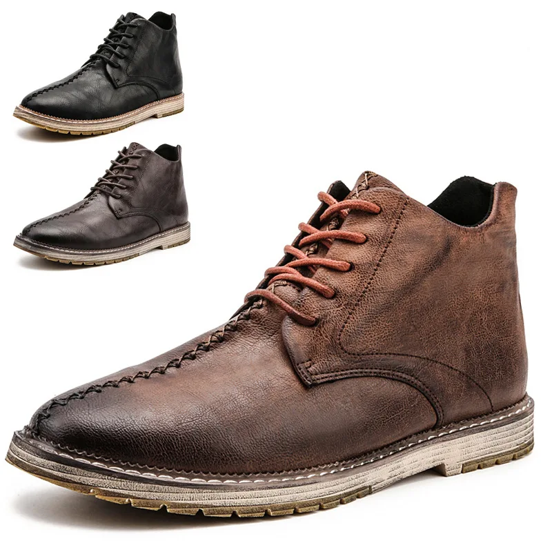 Top Men's Leather Boots Men's Boots Fashion Size Martin Boots British Men's Shoes