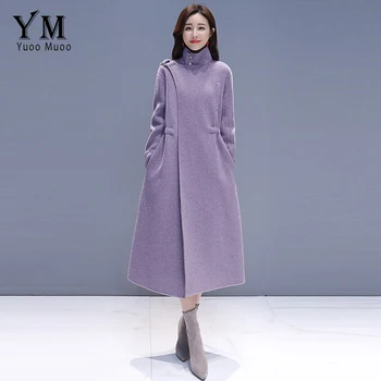 

YuooMuoo High Quality Long Wool Women Jacket Coat Brand Design Warm Winter Woolen Coat Plus Size Female Cashmere Coat Outwear