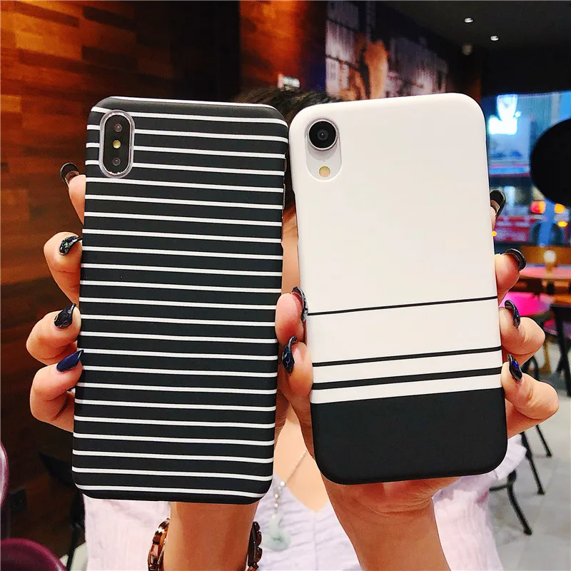 2018 новейший чехол для iPhone X XR XS Max 8 7 6 6s Plus модные черные и белые полосы жесткие