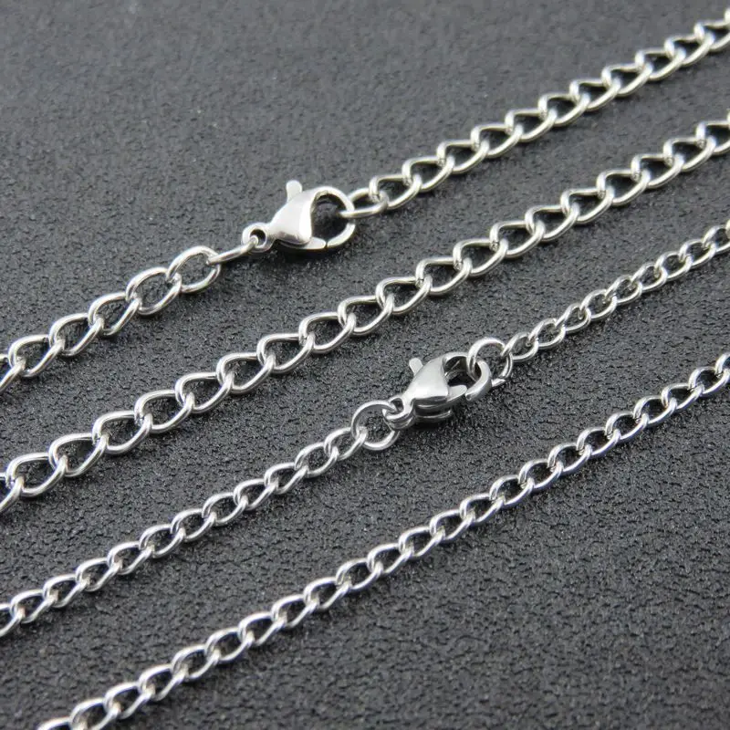 

2.2/3.4mm Silver Rolo Chain Women Necklace Fashion Stainless Steel Chain Necklace 50cm 60cm 70cm 80cm