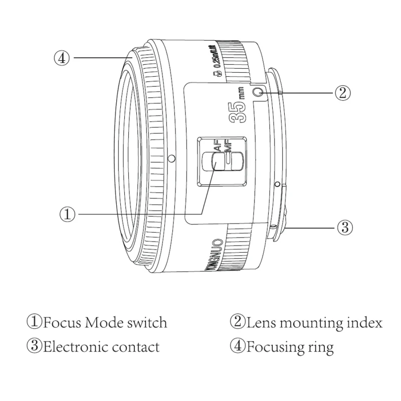 YONGNUO YN35MM F2N 1:2 AF/MF широкоугольный фиксированный/основной Автофокус Объектив для Nikon DSLR камер