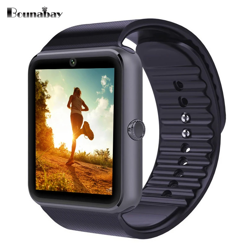 BOUNABAY Клиренс многоязычный Bluetooth сенсорные часы Android ios Телефон только есть черный