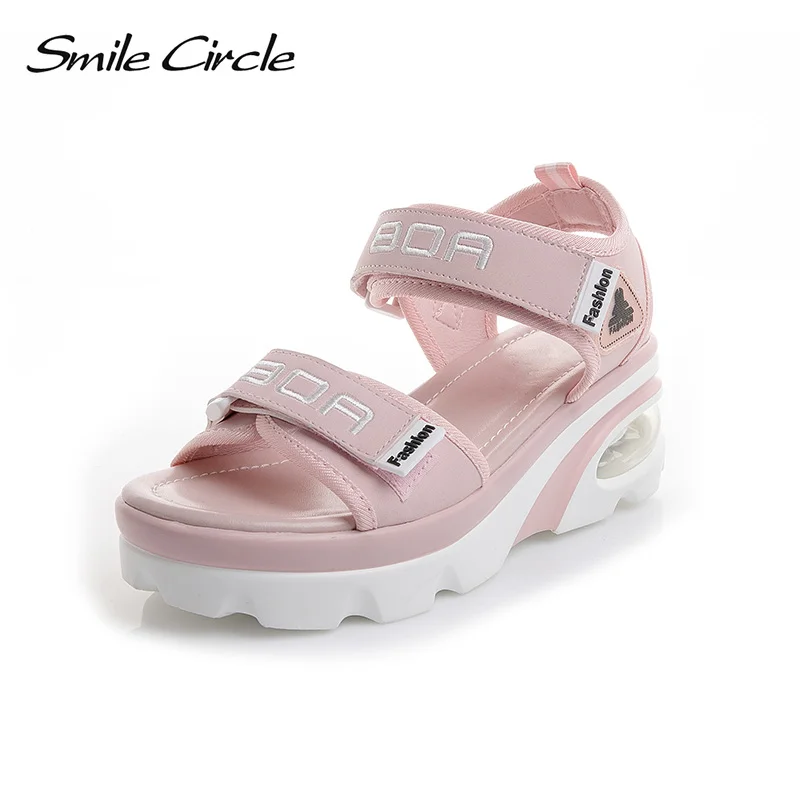 Smile Circle Летние босоножки на танкетке Женская удобная повседневная обувь