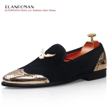 men loafers Metal Shoes Top and Back Men Shoes Fashion Men Velvet Loafers Shoes with Eagle